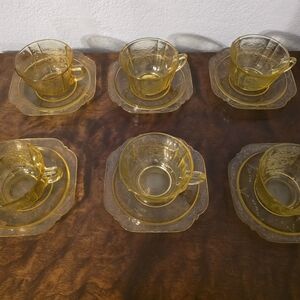Indiana Glass Yellow Tea Cup and Saucer Set